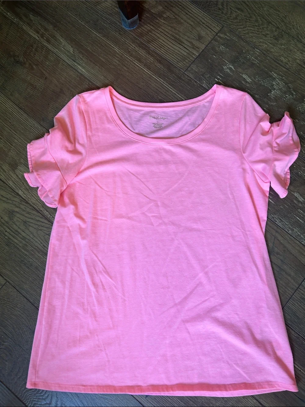 Lilly Pulitzer Pink Short-Sleeve Ruffle Sleeve Tee - Picture 1 of 2